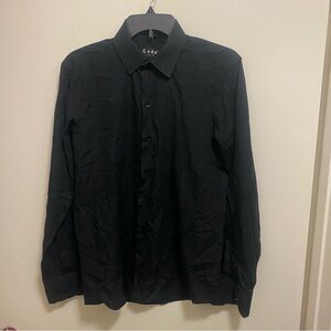 Code Brand Mens Black Button Up Collared Shirt M Chest 40” Medium Long Sleeve